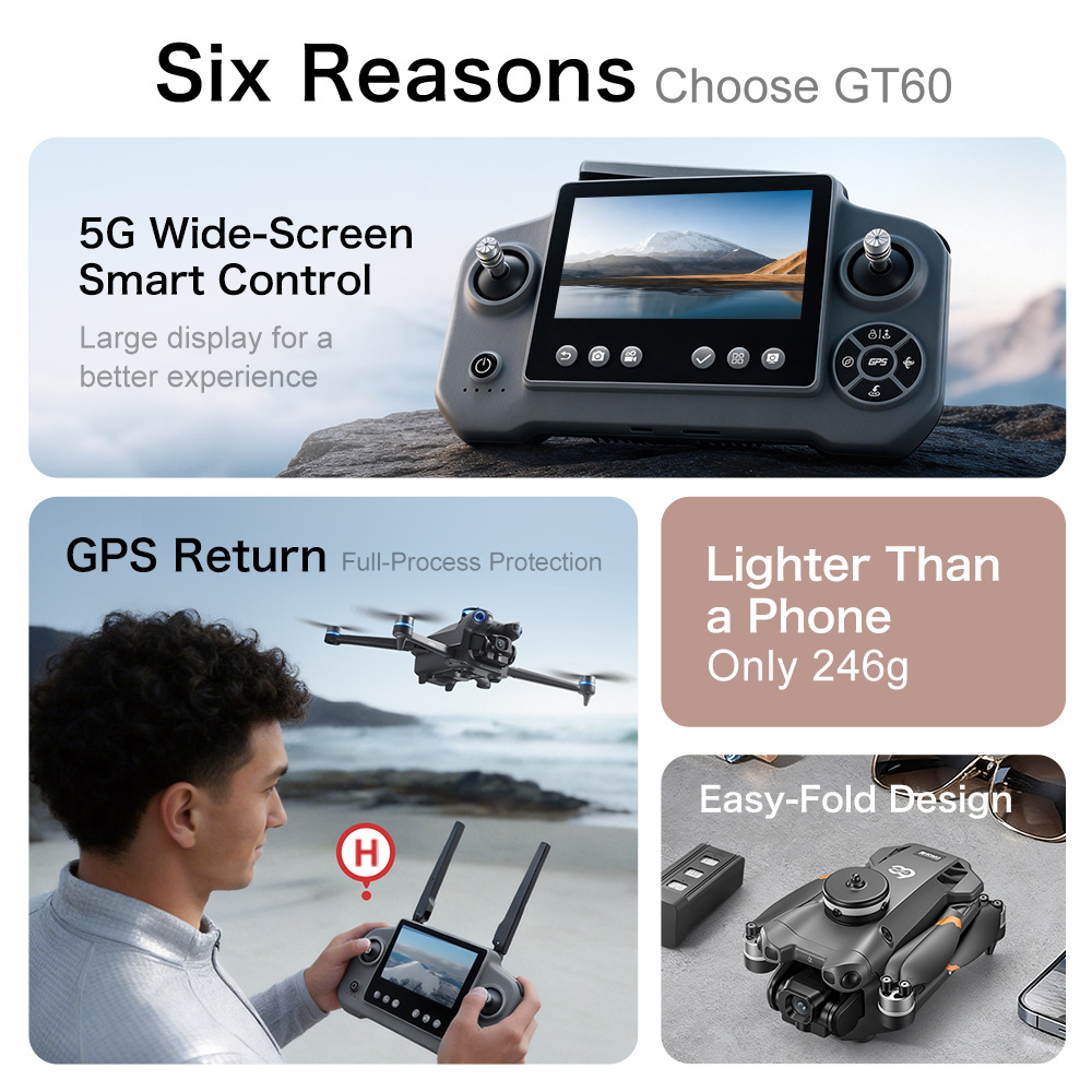 Drone GPS GT60 Baru, Quadcopte - Drone Camera Mount ulasan dan harga